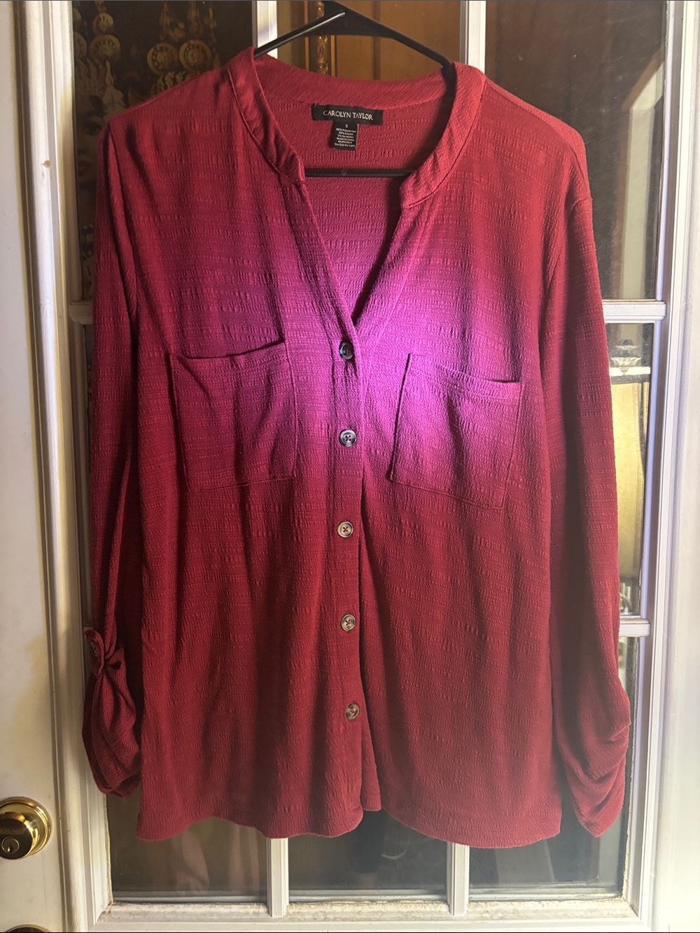 Carolyn Taylor Men's Burgundy-Red Button Front Casual Shirt